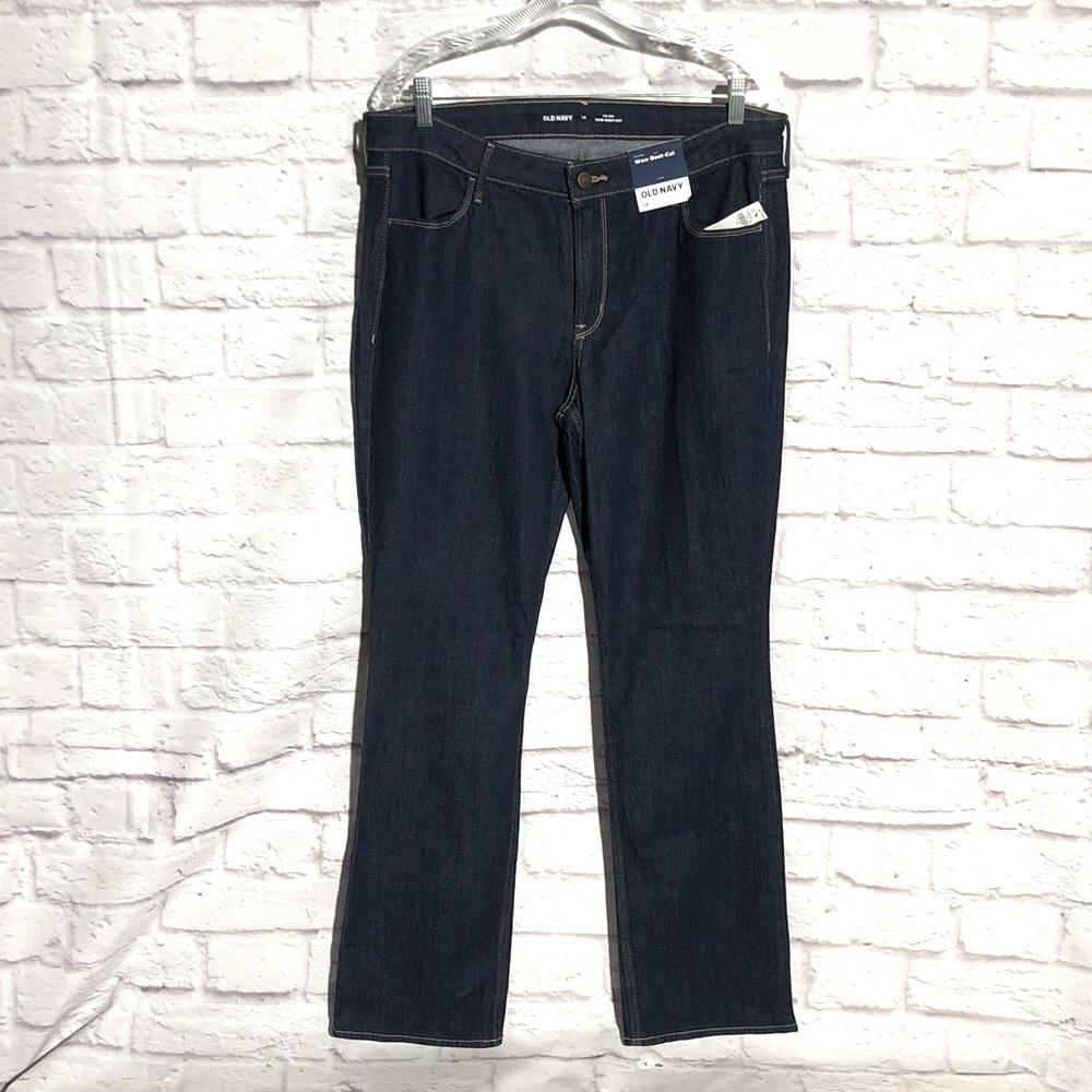 Old Navy Mid-Rise Wow Boot-Cut Jeans in Dark Blue size 14 NWT Zipper Button Fly